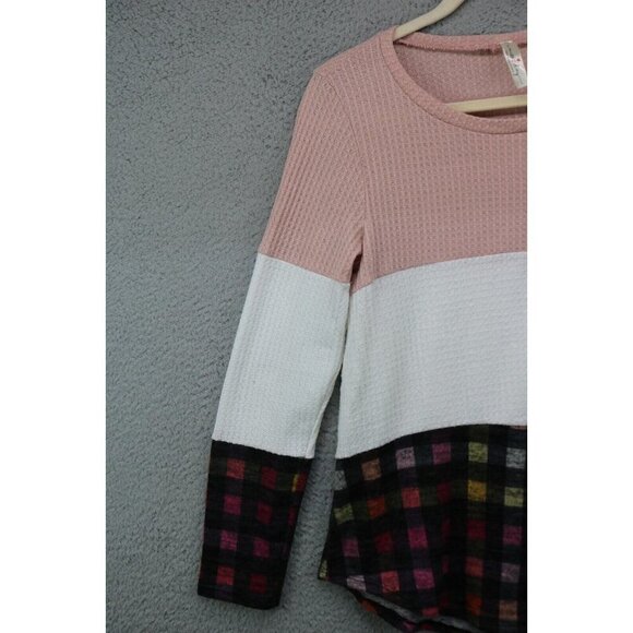Miss 2 Day Waffle Knit Long Sleeve Top-Mixed Prints-Size Medium - Picture 2 of 10